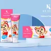 Milk Strawberry flavored children's toothpaste with natural fruit essence and milk calcium for gentle enamel protection Milk Strawberry flavored children's toothpaste with natural fruit essence and milk calcium for gentle enamel protection