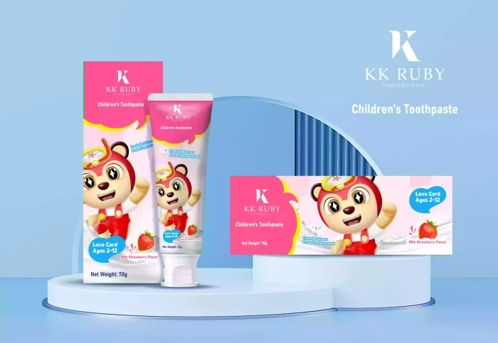 Milk Strawberry flavored children's toothpaste with natural fruit essence and milk calcium for gentle enamel protection Milk Strawberry flavored children's toothpaste with natural fruit essence and milk calcium for gentle enamel protection