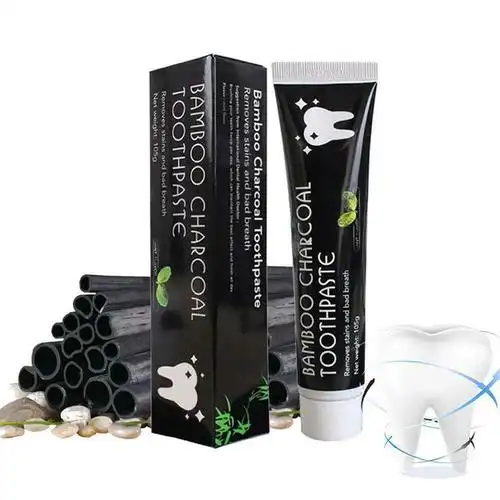 Close-up of activated charcoal toothpaste benefits for stain removal and detox, produced by top certified activated charcoal toothpaste manufacturers offering custom private label options