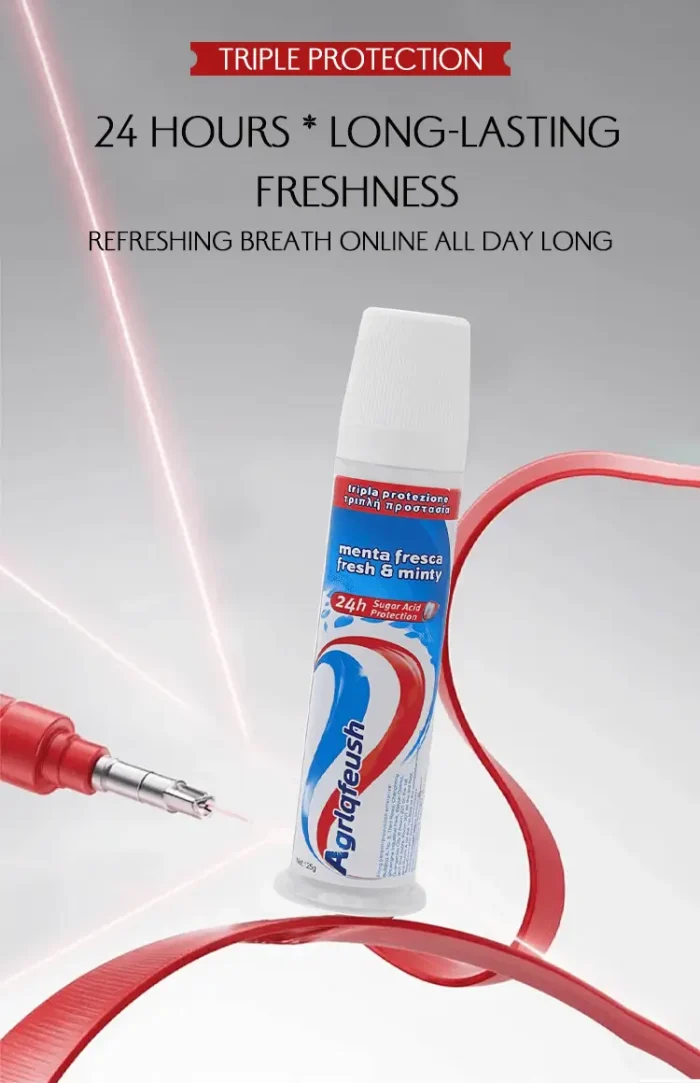 Close-up of OEM private-label Fire-Clearing whitening toothpaste tube manufactured by the producer, featuring a hydroxyapatite formula Close-up of OEM private-label Fire-Clearing whitening toothpaste tube manufactured by the producer, featuring a hydroxyapatite formula