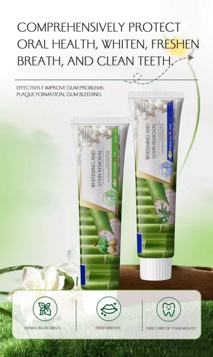 Close-up of OEM teeth whitening and stain removal toothpaste tube with hydroxyapatite and pearl powder ingredients – private label manufacturer Guangzhou China Close-up of OEM teeth whitening and stain removal toothpaste tube with hydroxyapatite and pearl powder ingredients – private label manufacturer Guangzhou China