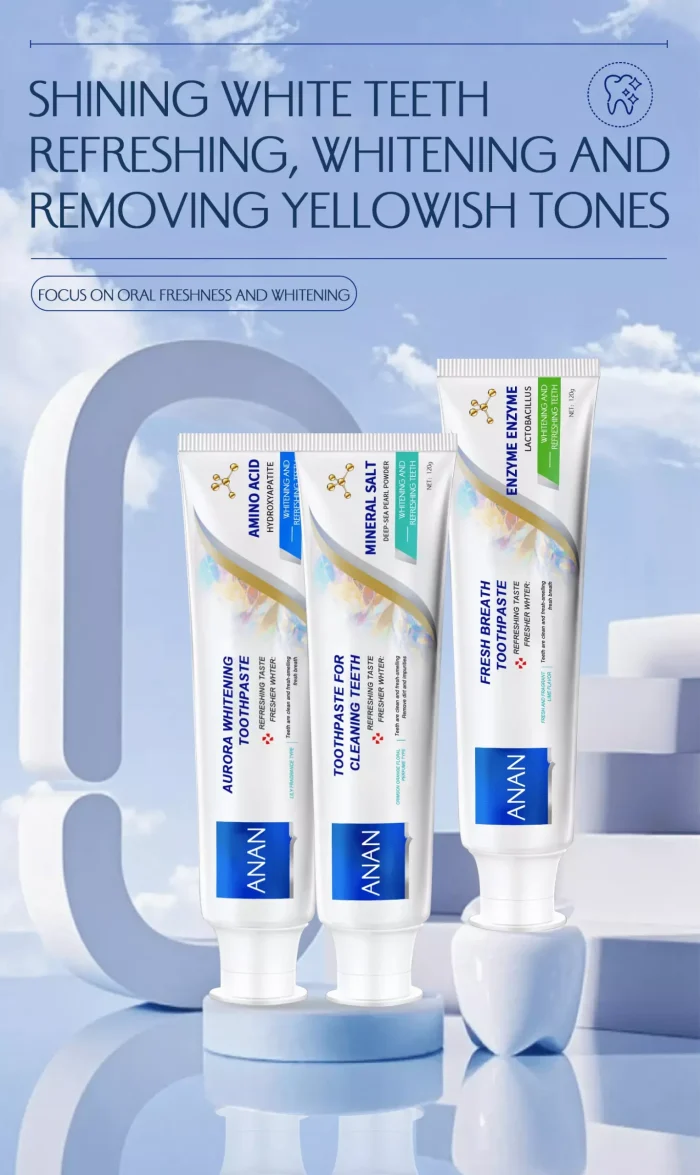 Hydroxyapatite whitening toothpaste ingredients label close-up – private label enamel remineralization formula from Guangzhou toothpaste factory
