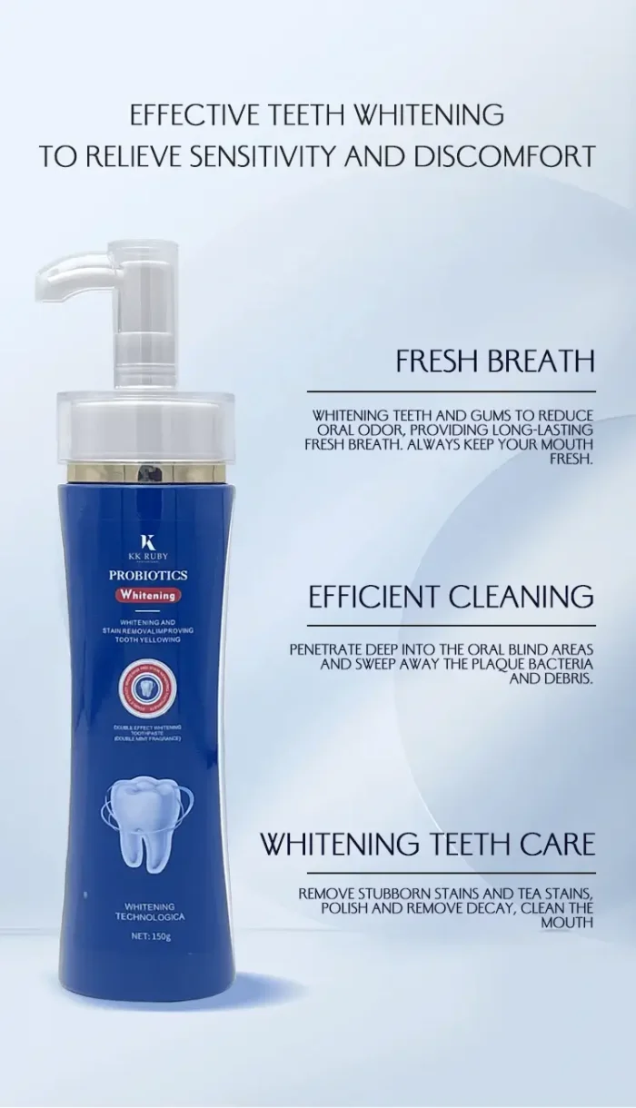 Probiotic Dual-Action Whitening Toothpaste packaging box for custom private label – low MOQ OEM manufacturer Probiotic Dual-Action Whitening Toothpaste packaging box for custom private label – low MOQ OEM manufacturer