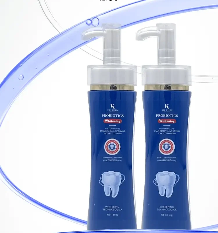Probiotic Dual-Action Whitening Toothpaste tube front view for private label OEM manufacturing