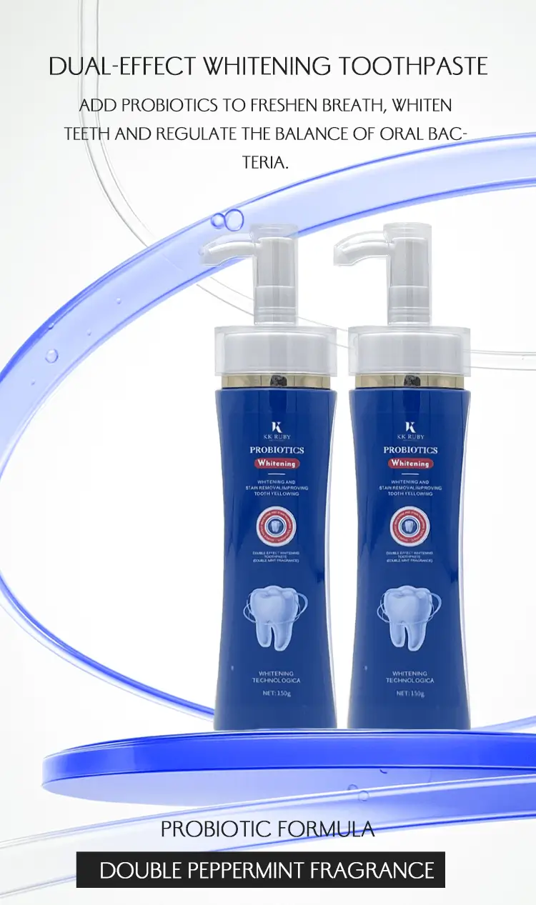 Probiotic Dual-Action Whitening Toothpaste tube front view for private label OEM manufacturing Probiotic Dual-Action Whitening Toothpaste tube front view for private label OEM manufacturing